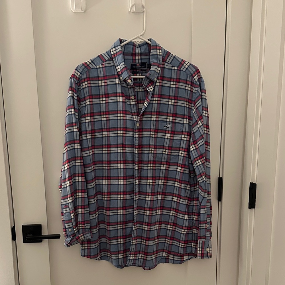Vineyard Vines Blue and Red Plaid Button Down Shirt